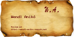 Wendl Anikó névjegykártya
